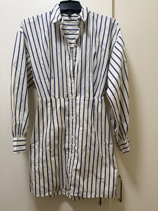 Express Dresses & Skirts - Express White and Navy Striped Shirt Mini Dress